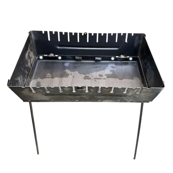 Мангал Чемодан - Раскладной - Со съёмными ножками - Сталь 2 мм - 56x35x16 см - На 10 шампуров