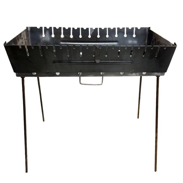Мангал Валіза - Розкладний - Зі знімними ніжками - Сталь 2 мм - 67x35x16 см - На 12 шампурів