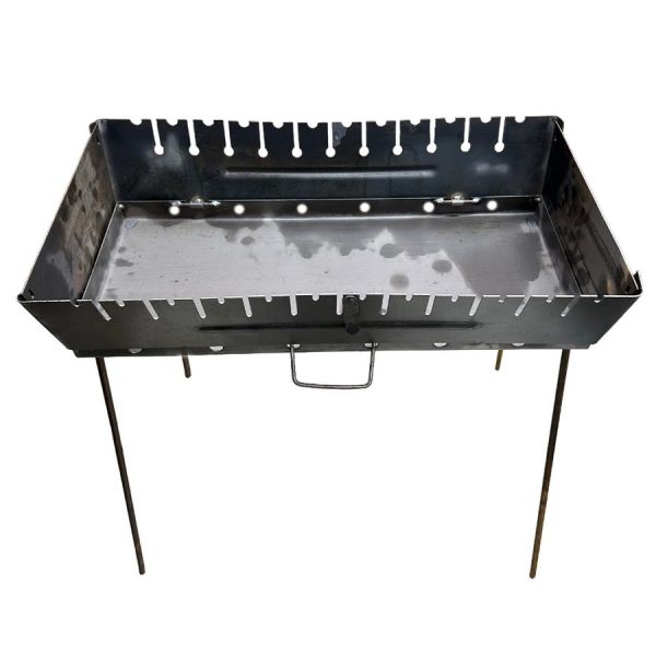 Мангал Валіза - Розкладний - Зі знімними ніжками - Сталь 2 мм - 67x35x16 см - На 12 шампурів