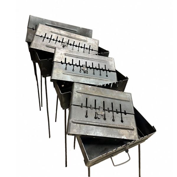 Мангал Чемодан - Раскладной - Со съёмными ножками - Сталь 2 мм - 56x35x16 см - На 10 шампуров