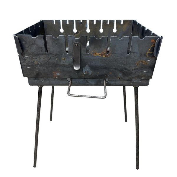 Мангал Вогник - Розкладний - Зі знімними ніжками - Сталь 3 мм - 35x27x15 см - На 6 шампурів