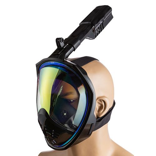 Маска для плавання - Повнолицьова - Дзеркальна - M2068/LG12 - Розмір L/XL - Чорний