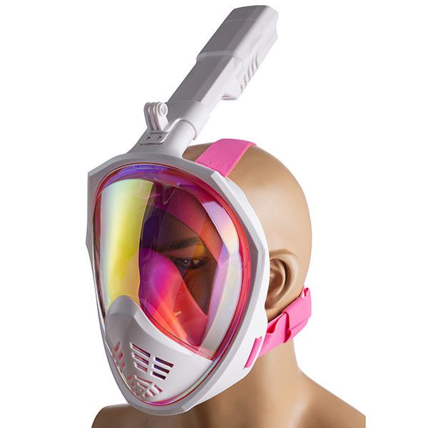 Маска для плавання - Повнолицева - Дзеркальна - M2068/LG14 - Рожевий