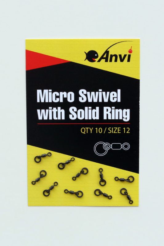 Мікро-вертлюг з кільцем Anvi Micro Swivel with Solid Ring - Розмір 12 - Чорний - 10 шт/уп