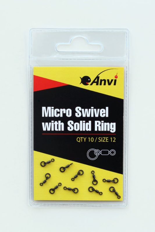 Мікро-вертлюг з кільцем Anvi Micro Swivel with Solid Ring - Розмір 12 - Чорний - 10 шт/уп