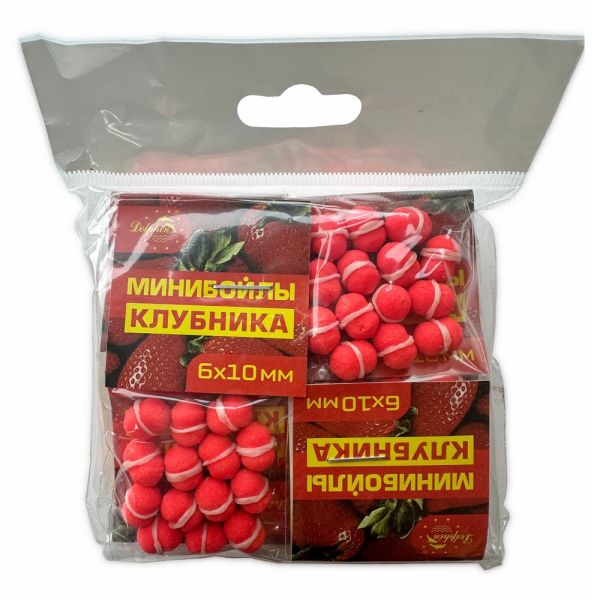 Минибойлы Dolphin - С резинкой - Тонущие - 6x10 мм - 14 шт/уп - Клубника