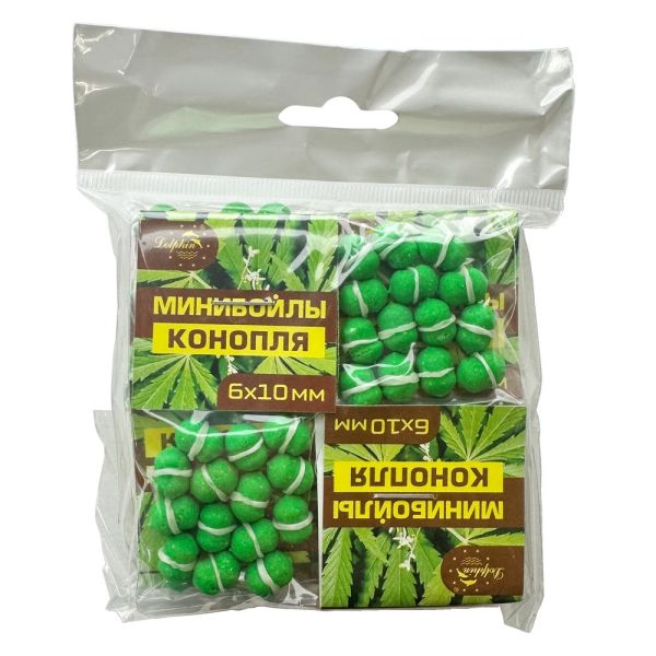 Мінібойли Dolphin - З гумкою - Тонучі - 6x10 мм - 14 шт/уп - Конопля