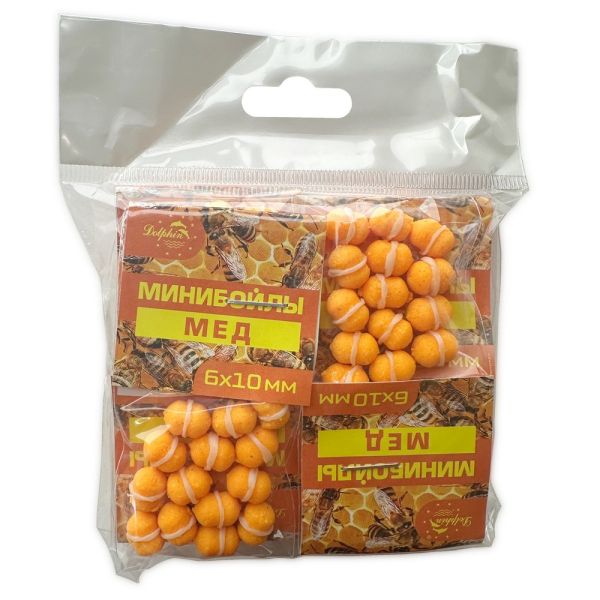 Мінібойли Dolphin - З гумкою - Тонучі - 6x10 мм - 14 шт/уп - Мед