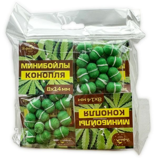 Мінібойли Dolphin - З гумкою - Тонучі - 8x14 мм - 12 шт/уп - Конопля