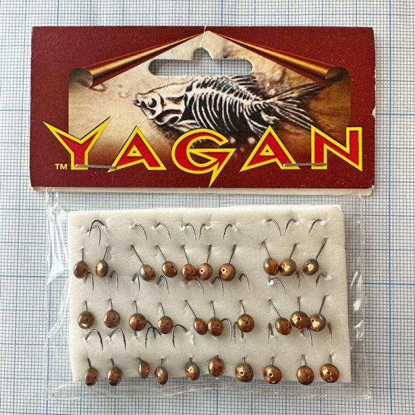 Мормишка карасева для літнього кивка - YAGAN - №22 - Вічко рифлене дрібне - 0.3 г - Ø4 мм - Гачок Kumho №22 - Мідь