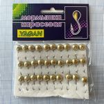 Мормышка карасевая для летнего кивка - YAGAN - №6 - Глазок большой - 1.6 г - Ø9 мм - Крючок Kumho №6 - Золото