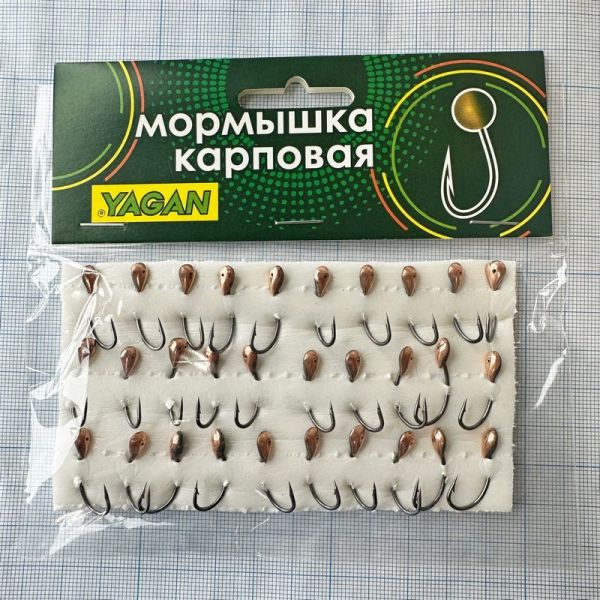Мормишка корпова для літнього кивка - YAGAN - №17 - Крапля ребриста мала - 0.8 г - Ø5 мм - Гачок Kumho №17 - Мідь