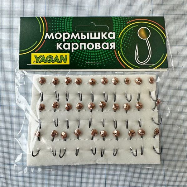 Мормишка корпова для літнього кивка - YAGAN - №23 - Кристал рифлений середній - 1.3 г - Ø6 мм - Гачок Kumho №23 - Мідь