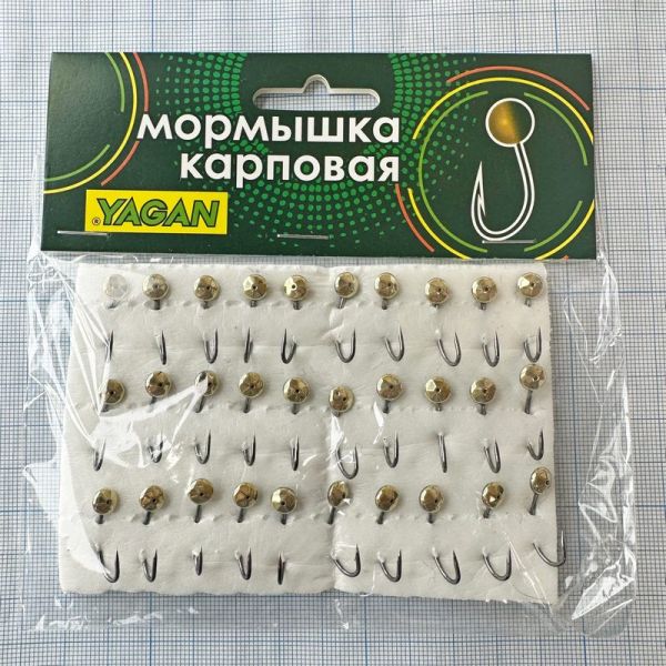 Мормишка корпова для літнього кивка - YAGAN - №23 - Кристал рифлений середній - 1.3 г - Ø6 мм - Гачок Kumho №23 - Золото