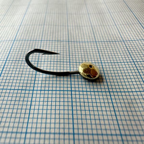 Мормишка корпова для літнього кивка - YAGAN - №23 - Кристал рифлений середній - 1.3 г - Ø6 мм - Гачок Kumho №23 - Золото