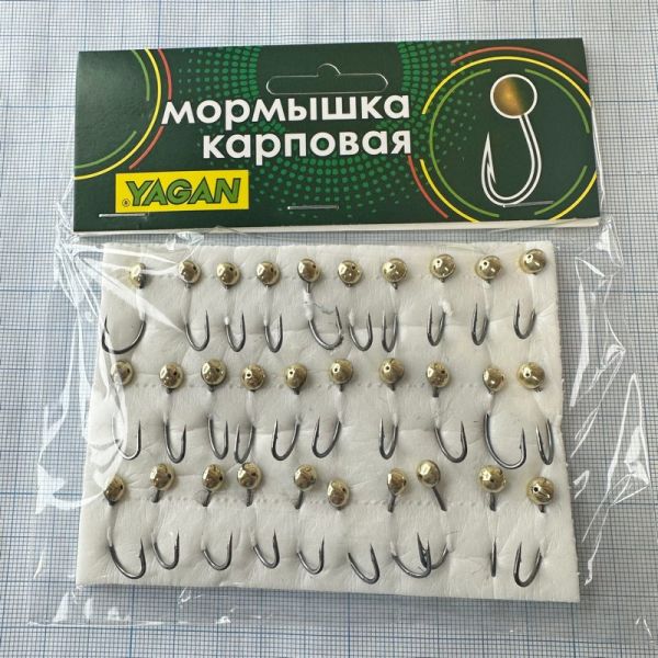 Мормишка корпова для літнього кивка - YAGAN - №4 - Вічко дрібне - 1 г - Ø5 мм - Гачок Kumho №4 - Золото