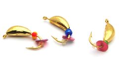 Мормышка Вольфрам Долька Чеснока с бисером - Золото - 10 шт./уп