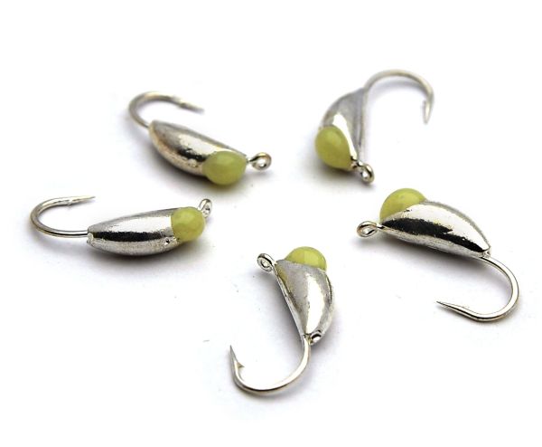 Мормишка Вольфрам Частина часнику з каменем - Світле срібло - 10 шт./уп