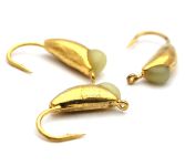 Мормышка Вольфрам Долька Чеснока с камнем - Золото - 10 шт./уп