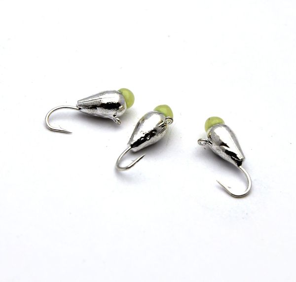 Мормишка Вольфрам Крапля з каменем - Світле срібло