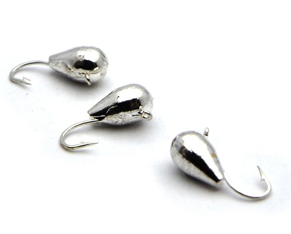 Мормишка Вольфрам Крапля - Світле срібло - 10 шт./уп