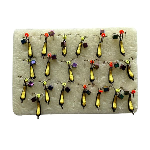 Мормышка Вольфрамовая Владимирская "Чёртик с подвесным кубиком хамелеон" - 4 мм - 0,4 г - Арт.580