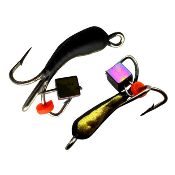 Мормышка Вольфрамовая Владимирская "Чёртик с подвесным кубиком хамелеон" - 4 мм - 0,4 г - Арт.580