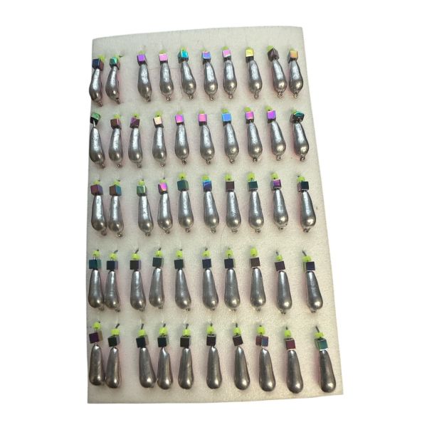 Мормышка Вольфрамовая "Латышка" Грушка - С кубиком хамелеон - МК1063