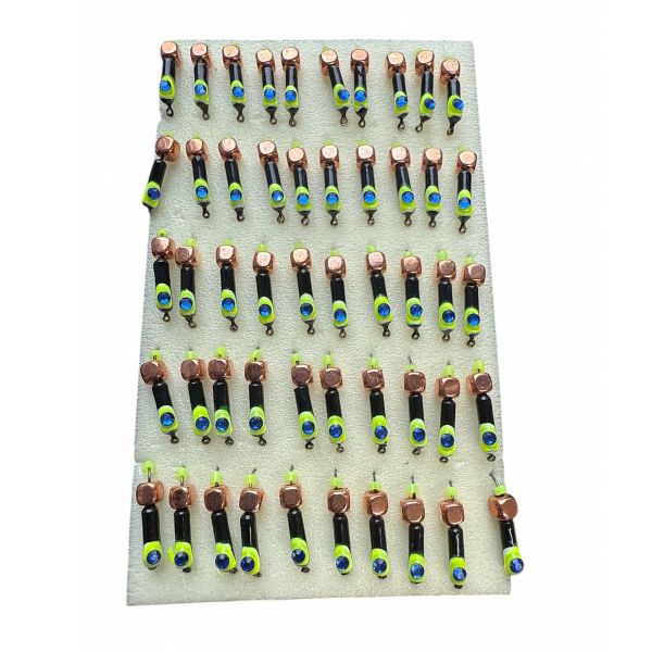 Мормышка Вольфрамовая "Латышка" Гвоздик - Кошачий глаз с кубиком медь - 0,5 г - МК1071