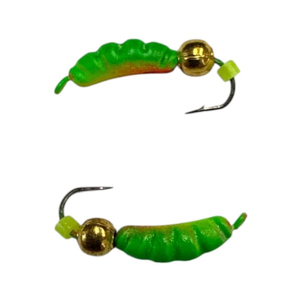 Мормышка Вольфрамовая "Латышка" Личинка опарыша - С шариком золото - МК1085