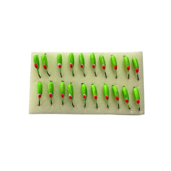 Мормишка Вольфрамова Володимирська Долька часнику - З червоною точкою - 3 мм - 0.4 г - Зелений - Арт.599