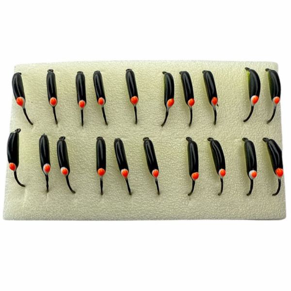 Мормишка Вольфрамова Володимирська Долька часнику - З червоною точкою - 2 мм - 0.3 г - Чорно-жовтий - Арт.601