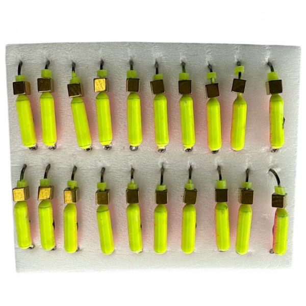 Мормишка Вольфрамова Володимирська Гвоздик - З кубиком золото - 3 мм - 0.5 г - Жовто-червоний з чорною точкою - Арт.594