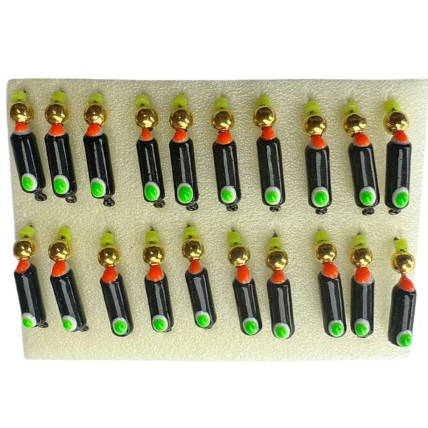 Мормишка Вольфрамова Володимирська Гвоздик - З кулькою золото - 4 мм - 0.9 г - Чорний з червоно-зеленою точкою - Арт.602