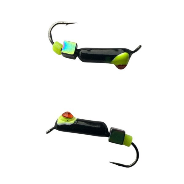 Мормишка Вольфрамова Володимирська Гвоздик - З кубиком хамелеон - 2.5 мм - 0.5 г - Чорний з жовтою точкою та каменем - Арт.605