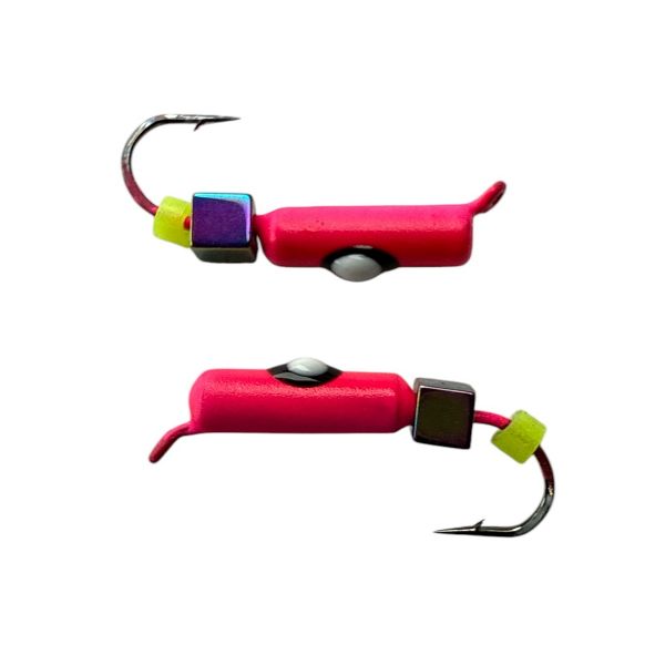 Мормишка Вольфрамова Володимирська Гвоздик - З кубиком хамелеон - 2.5 мм - 0.5 г - Рожевий з біло-чорною точкою - Арт.639