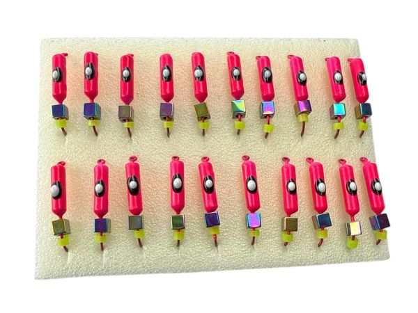 Мормишка Вольфрамова Володимирська Гвоздик - З кубиком хамелеон - 2.5 мм - 0.5 г - Рожевий з біло-чорною точкою - Арт.639