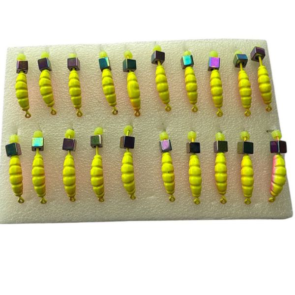 Мормишка Вольфрамова Володимирська Личинка - З кубиком хамелеон - 2 мм - 0.4 г - Жовто-Червоний - Арт.611