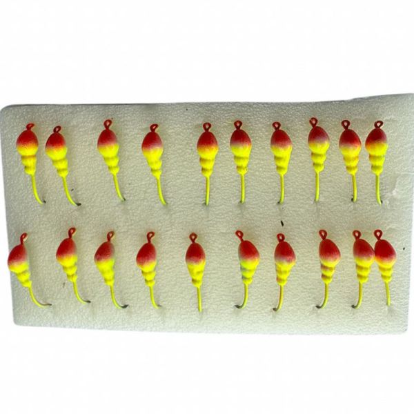 Мормишка Вольфрамова Володимирська Мураха - 3 мм - 0.4 г - Фарбована - Жовто-червоно-білий - Арт.609