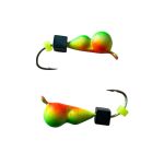 Мормышка Вольфрамовая Владимирская Муравей - С кубиком хамелеон - 4 мм - 0.7 г - Зелёно-жёлтый с красной точкой - Арт.619