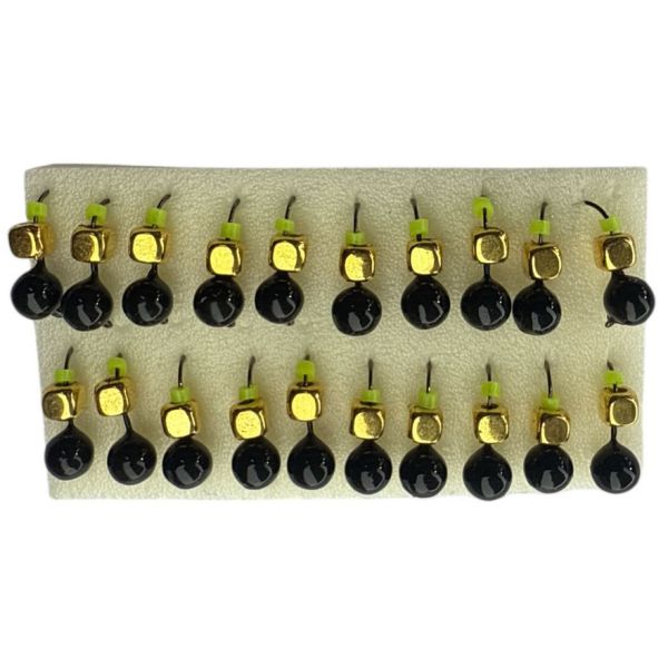 Мормишка Вольфрамова Володимирська Куля Гранений з кембриком - З кубиком золото - 4 мм - 0.7 г - Чорний - Арт.598