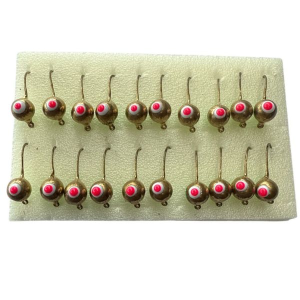 Мормышка Вольфрамовая Владимирская Шар Граненый с кембриком - Крашеный - 4 мм - 0.6 г - Золото-зелёный с красно-белой точкой - Арт.613