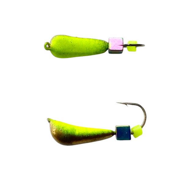 Мормишка Вольфрамова Володимирська Уралочка - З кубиком хамелеон - 4 мм - 0.7 г - Золото/Жовтий - Арт.614