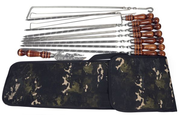 Набір шампурів з дерев'яними ручками + Спиці для овочів - У чохлі - Тип 2 - Кізляр