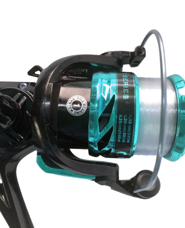 Набір спінінгіста (спінінг+котушка+коробка з наживками) - Бірюзовий