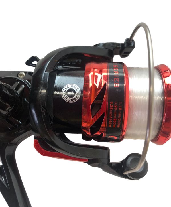 Набір спінінгіста (спінінг+котушка+коробка з наживками) - Червоний