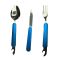Набір туристичний Traveler 3в1 (ложка, вилка, ніж) - 8003 - Металевий - Синій