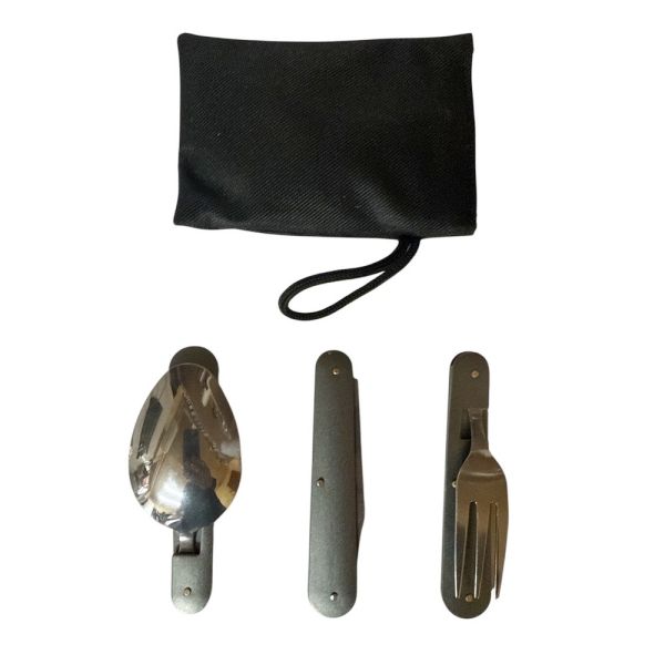 Набір туристичний Traveler 3в1 (ложка, вилка, ніж) - 8003 - Металевий - Сірий