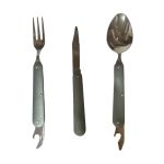 Набор туристический Traveler 3в1 (ложка, вилка, нож) - 8003 - Металический - Серый