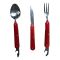 Набор туристический Traveler 3в1 (ложка, вилка, нож) - 8003 - Металический - Красный